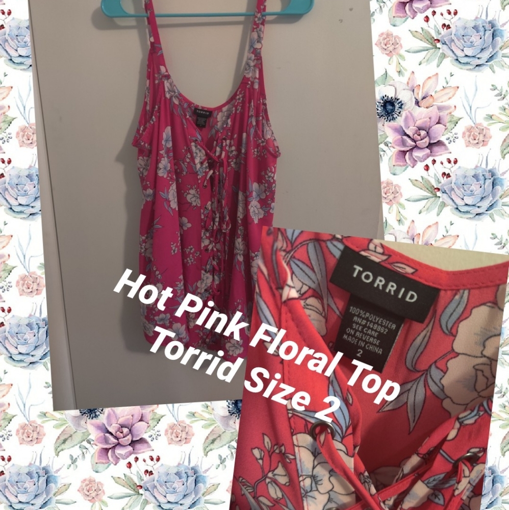 Hot Pink Floral Tank Top